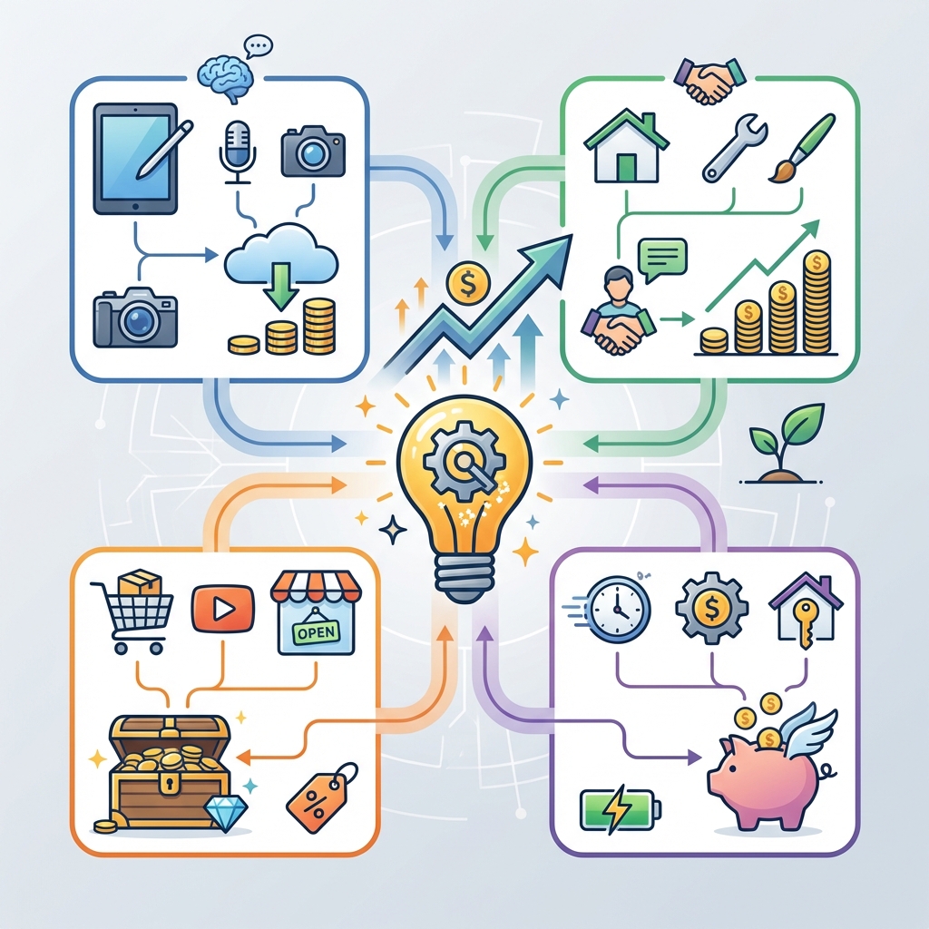 Infographie idées side hustle rentables