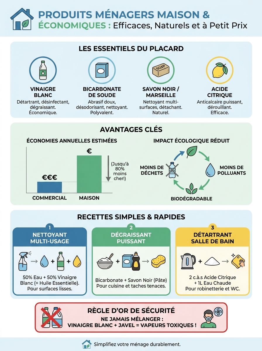 Infographie produits ménagers pas chers maison