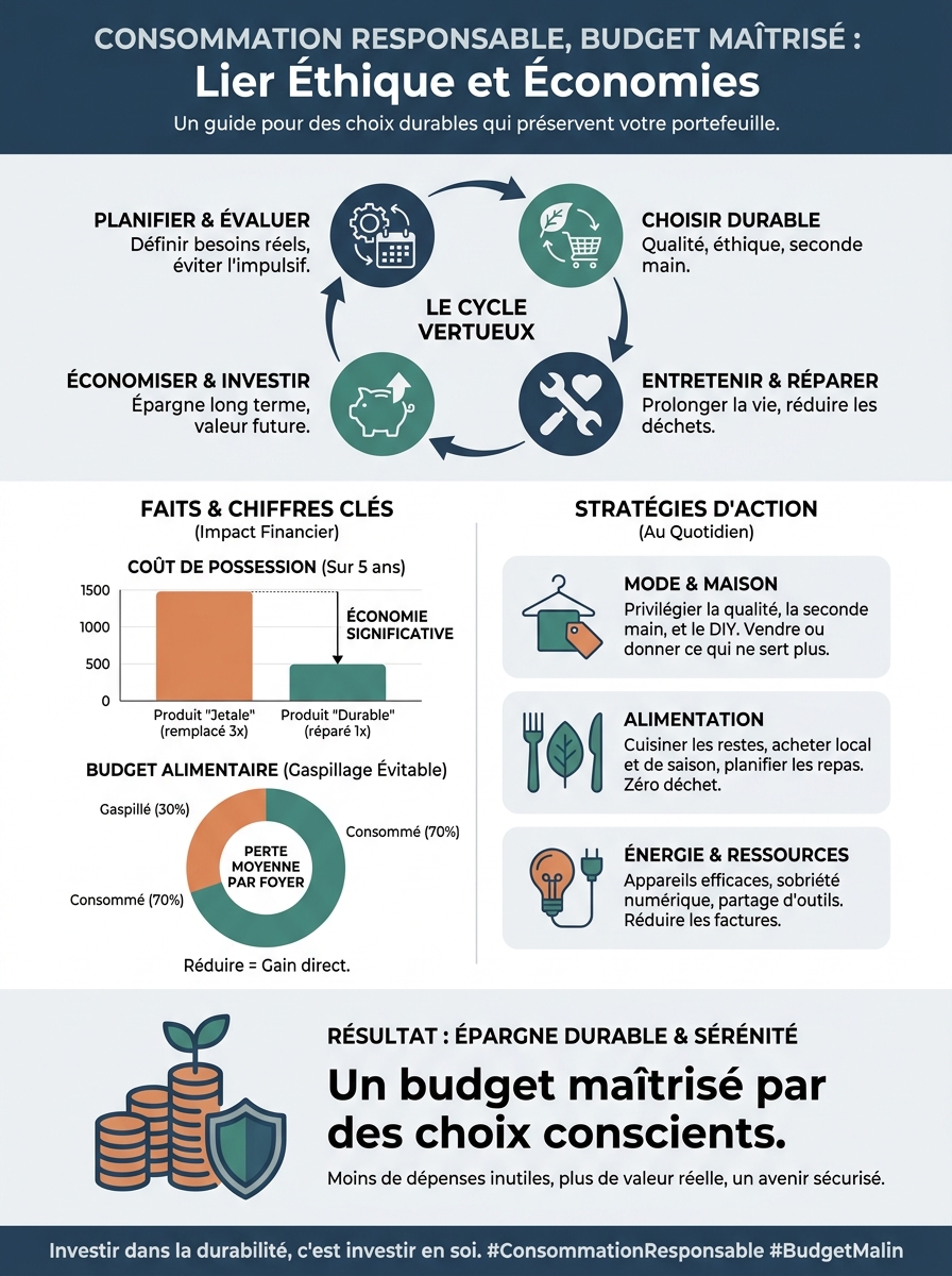 Infographie consommation responsable budget maîtrisé